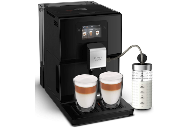 Krups Machine à café grain, 2 expressos simultanés, Ecran LCD, Cafetière  espresso compacte, Nettoyage automatique, Buse vapeur pour Cappuccino