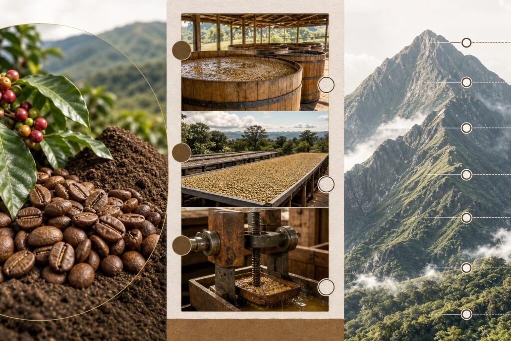 découvrez comment décrypter une étiquette de café de spécialité en comprenant les informations clés telles que le terroir, le process et l'altitude pour apprécier pleinement chaque tasse.