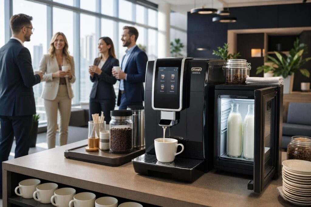 découvrez les avantages des machines à boissons lactées avec frigo intégré pour le bureau et faites le choix idéal pour vos pauses café.