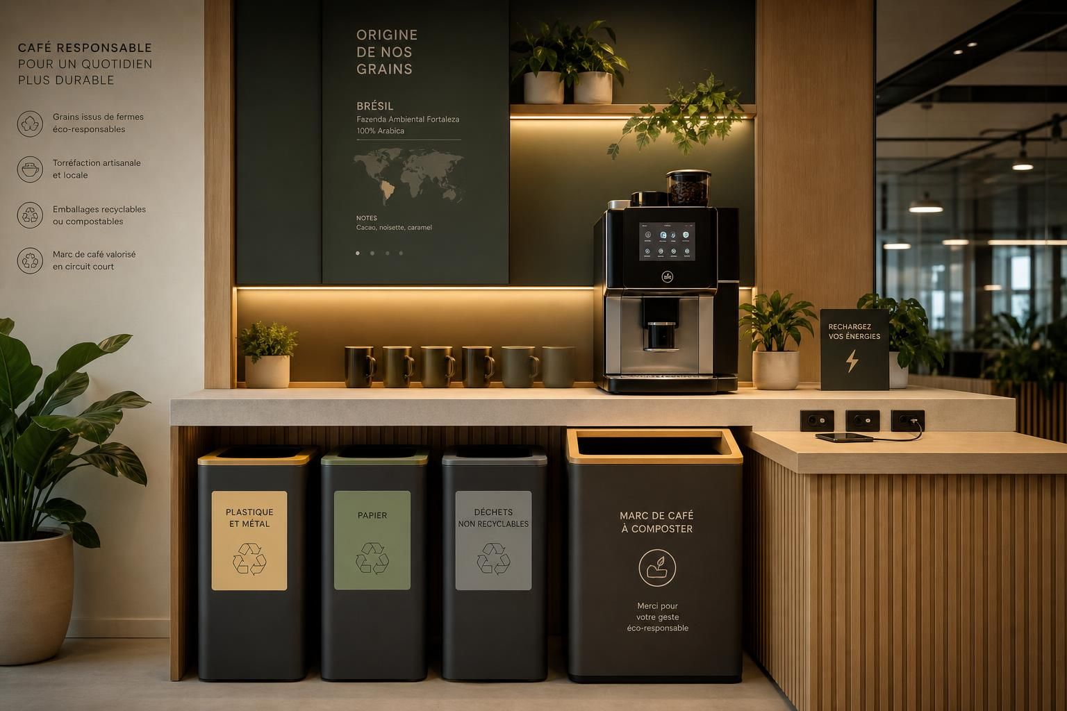 découvrez comment aménager un coin café design et convivial dans vos bureaux pour favoriser la détente et la convivialité au travail.