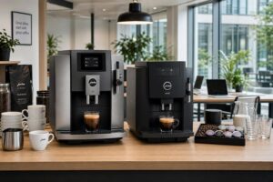 comparez les machines à café professionnelles jura x4 et jura we6 pour choisir la meilleure option adaptée à votre bureau, alliant performance, design et facilité d'utilisation.