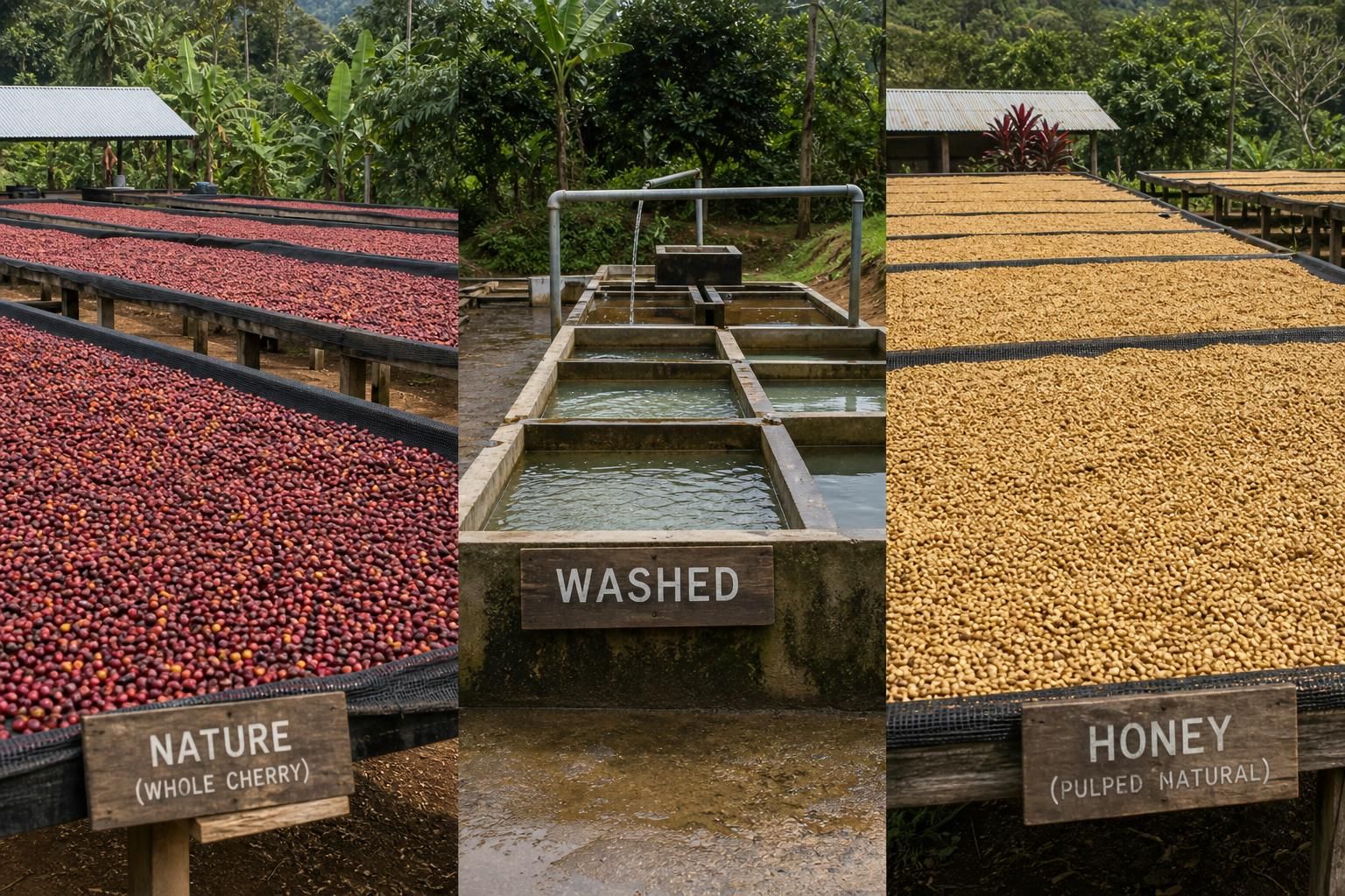 découvrez les différences entre les méthodes de café nature, lavé et honey pour choisir celle qui correspond le mieux à vos préférences gustatives.